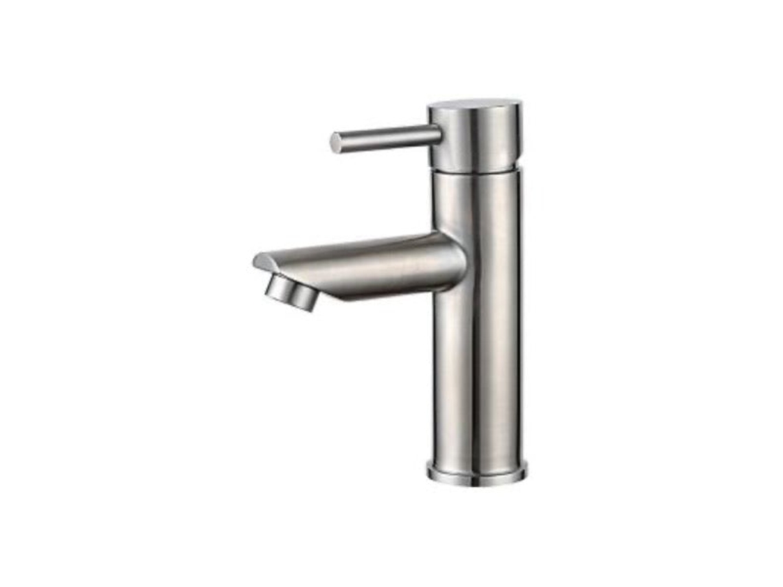 Grifo De Lavabo Con Repisa 002 En Latón Níquel Cepillado, Colección Eas