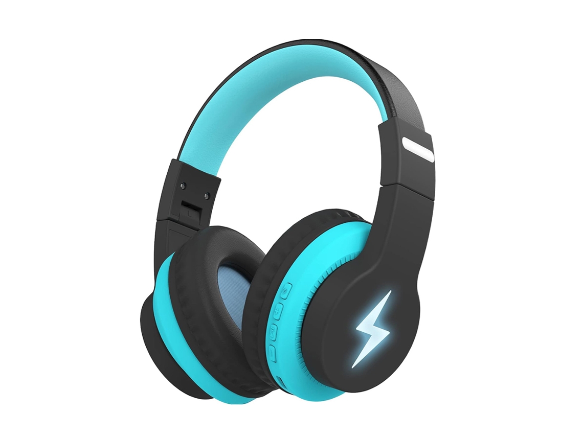 Auriculares Bluetooth para niños con micrófono y luz LED, auriculares supraaurales, micrófono Mdug (azul)