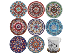 8 posavasos redondos divertidos para pintar con diamantes, con soporte de hierro, elegantes posavasos decorativos con diamantes absorbentes y soporte, ideales para el hogar.