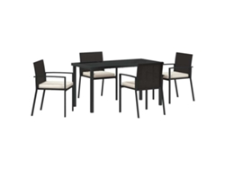 Conjunto De Comedor De Jardín 5 Uds | Mueble De Jardín Negro