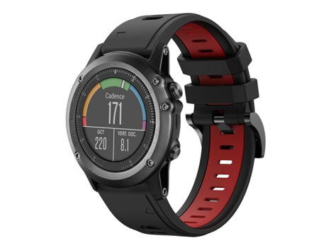 Correa Smartwatch para Garmin Fenix 3 26mm Silicona Deportiva Bicolor (Negro + Rojo)