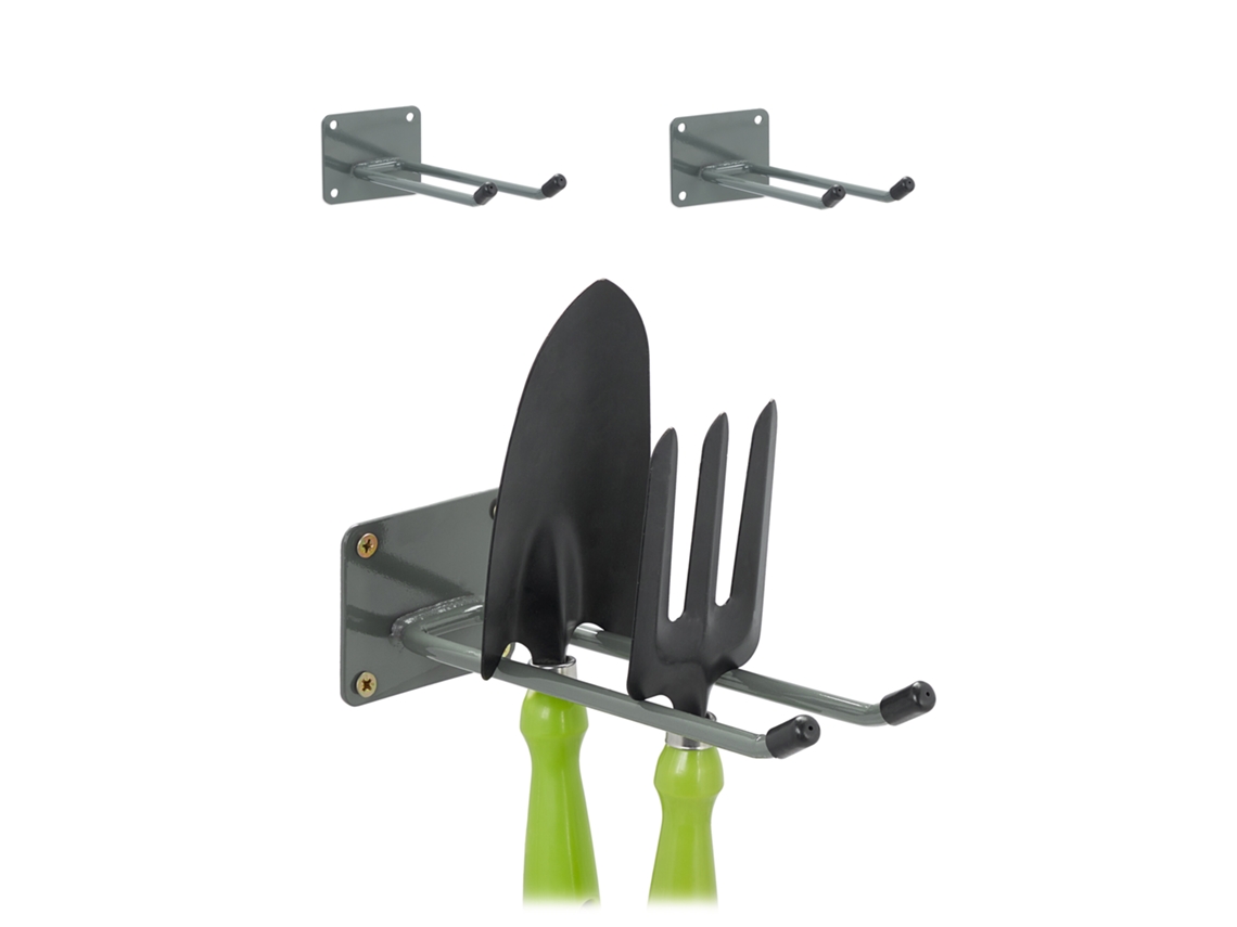 Relaxdays Organizador De Herramientas, Set De 3, Gancho Doble Pared, 24 Cm, Soporte Taller O Garaje, Acero, Antracita