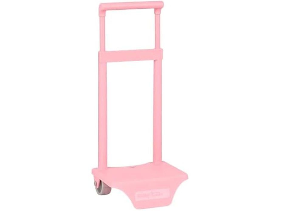 Mochila con ruedas Safta rosa claro, sistema de fijación universal, asa extraíble, ruedas de PVC