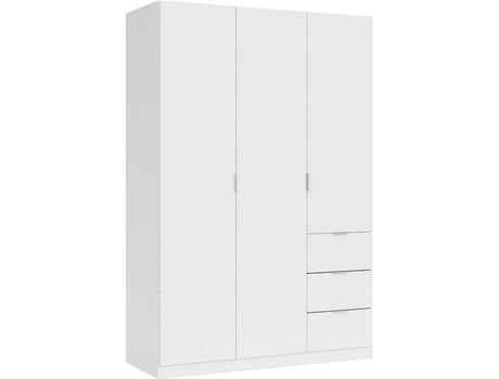 Armario HABITDESIGN Low Cost 3 Puertas y 3 Cajones XL (Blanco - Melamina - 135x200x52 cm)
