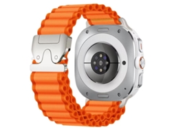 Bracelete Para Samsung Galaxy Watch 8 / 8 Classic - Nylon Esportivo Off-road Com Fecho De Paraquedas - Laranja + Fivela Prateada
