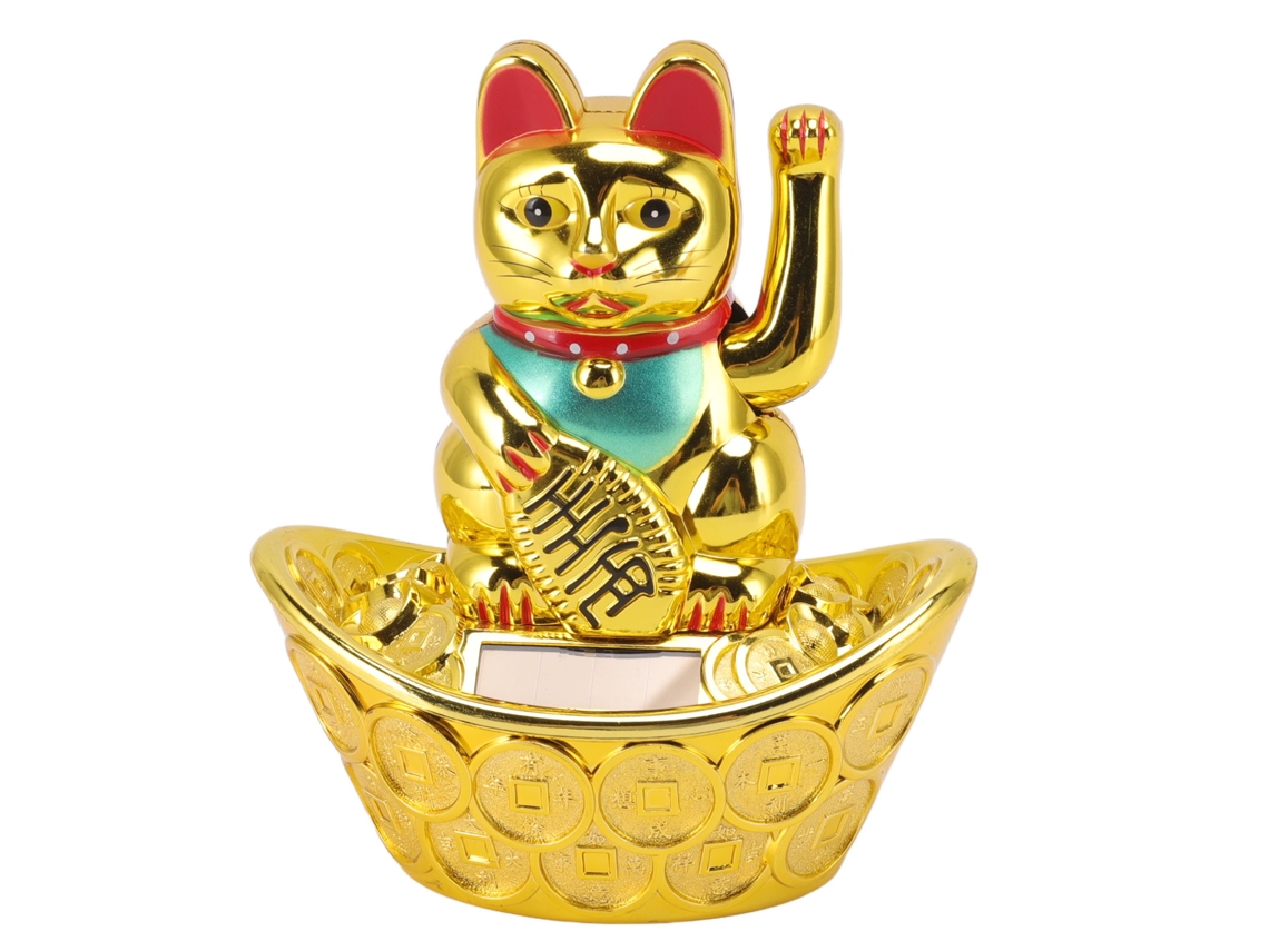 Gato de la suerte Baok con mano móvil para la fortuna y la riqueza, decoración de oficina dorada Mly358a