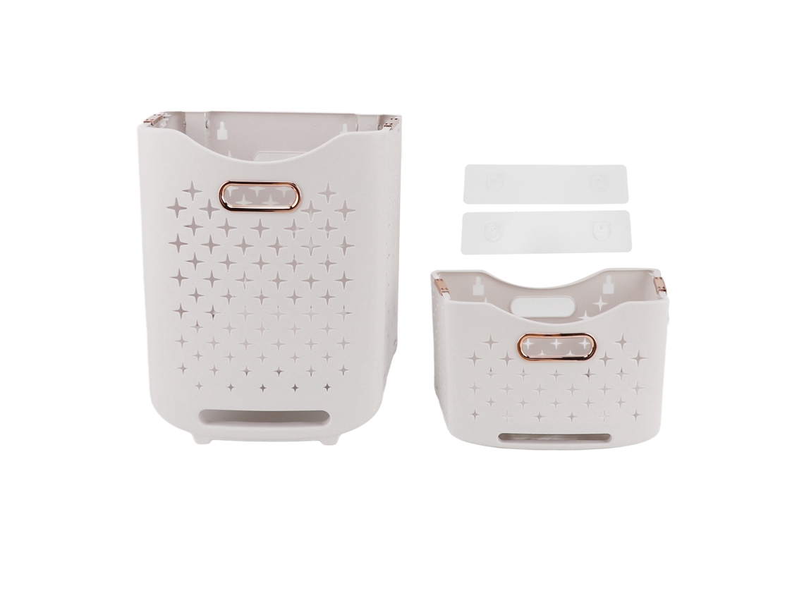 Cesto De Ropa Plegable Con Ruedas, Organizador De Pared Grande, Pp Abs Dorado