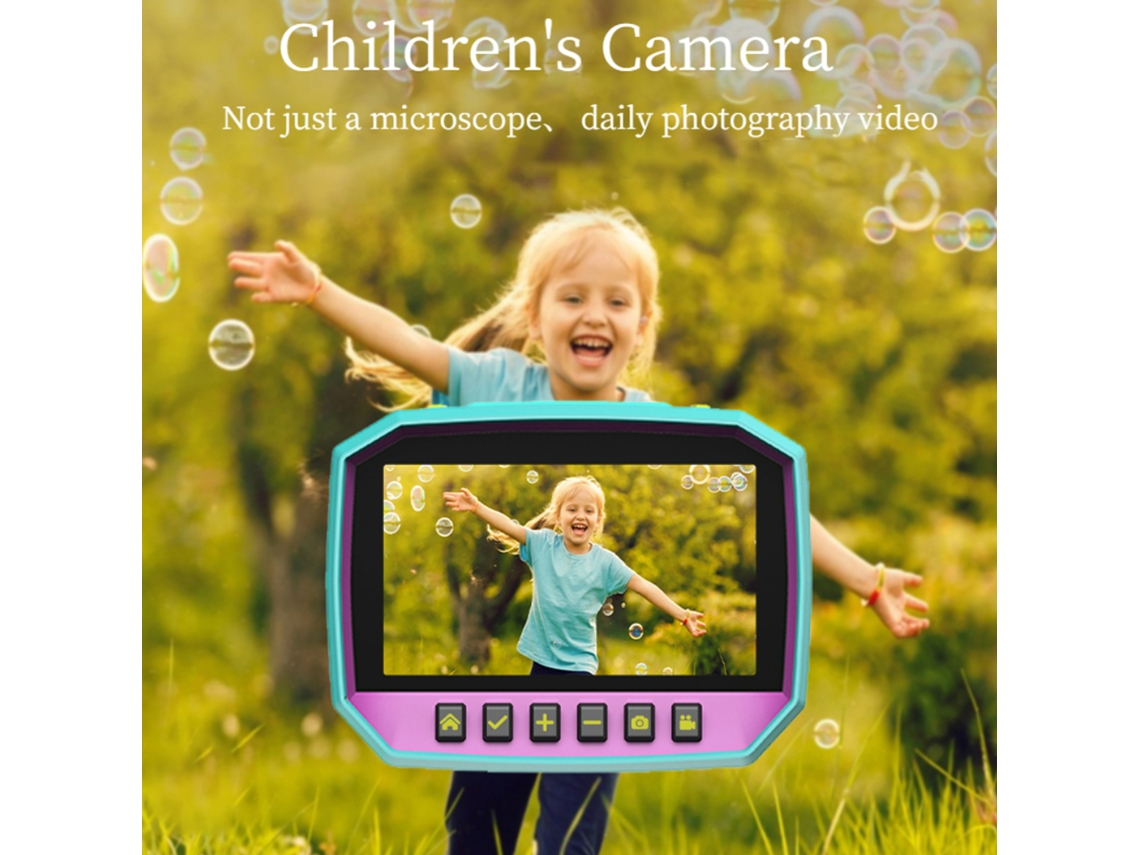 Microscopio digital portátil para niños con pantalla de 3 pulgadas y zoom de 10 a 800x con luz dorada