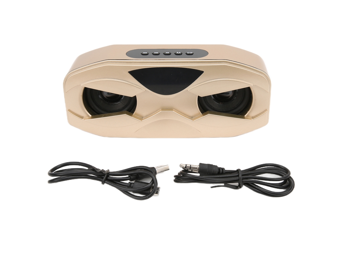 Altavoz robot inalámbrico con micrófono LED ajustable, subwoofer portátil dorado