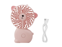 Mini ventilador USB rosa con luz nocturna: ideal para viajar.