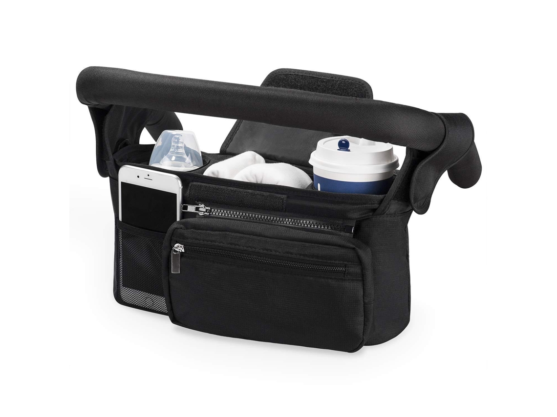 Bolso Organizador Negro Para Cochecito De Bebé Universal, Impermeable, Múltiples Compartimentos Y Portabiberones