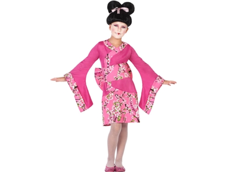 Disfraz de Niña DISFRAZZES Geisha Rosa Con Flores Rosa (Talla: 10 a 12 años)