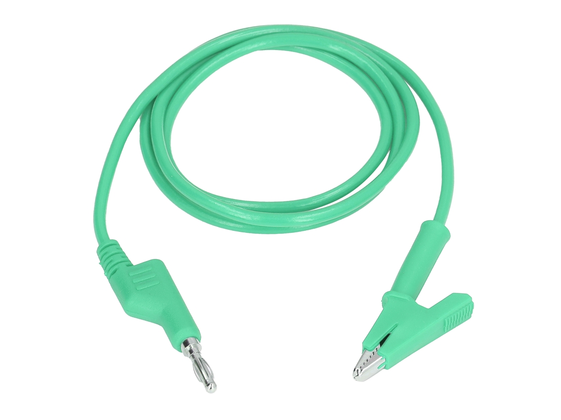 Cables De Prueba Con Pinza De Cocodrilo, Conector Banana Flexible, 4 Mm, Verde, Para Pruebas Eléctricas J.70035-1