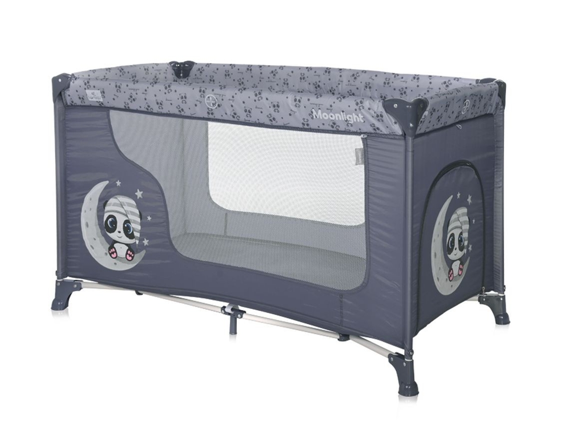 Cuna de Viaje MOONLIGHT (1 nivel) cool grey pandas LORELLI