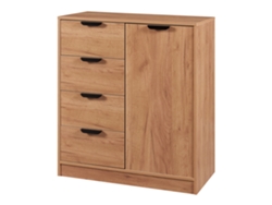 Aparador Varkaus con 4 cajones + 1 puerta MDF 90x80x40 cm - Roble [EN.CASA]