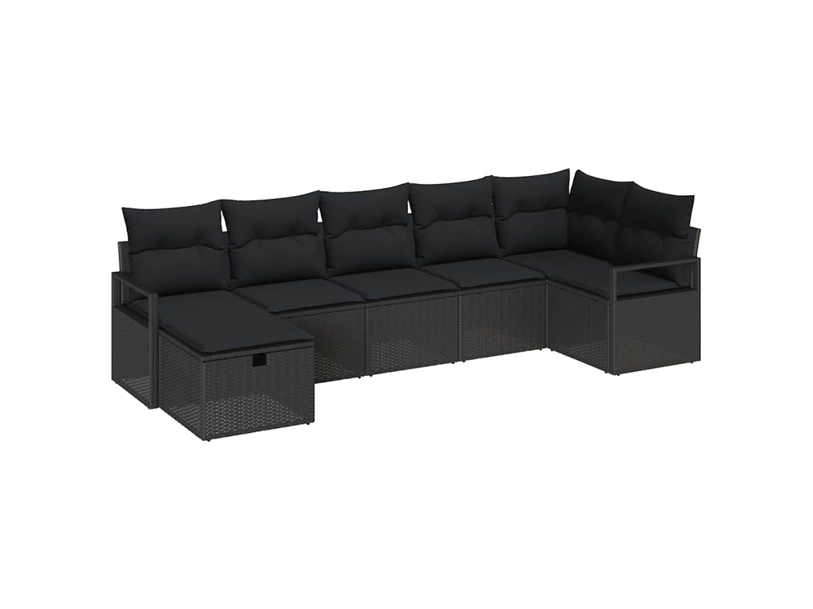Conjunto de sofá con cojines, 5 piezas, mimbre, Maison Exclusive