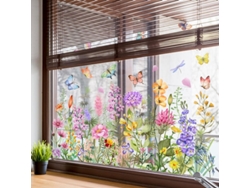 Vinilo De Cristal Con Mariposas Y Flores - Película Estática Decorativa De Jardín - Color