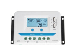 Controlador De Carga Solar Pwm 10a/20a/30a 12v/24v Auto Con Pantalla Lcd Y Puerto Usb Dual Vs1024au