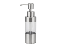 Dispensador Manual De Jabón Líquido Para Manos En Abs Y Acero Inoxidable Con Botella Transparente.