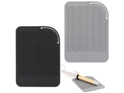 2 Alfombrillas De Silicona Resistentes Al Calor Para Planchas Y Alisadores De Cabello - Negro Y Gris