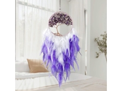 2026-cazador De Sueños Artesanal De Cristal Con Plumas Y Árbol De La Vida Decoración Bohemia Morada Para Hogar