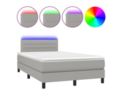 Maison Exclusive - Cama Box Spring Con Colchón Tela Y Led Gris Claro 120x200 Cm