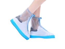 2026-2 Pcs Fundas Para Zapatos Impermeables Antideslizantes Brillantes Para Caminar En Exterior Ciclismo Azul Blanco Talla M