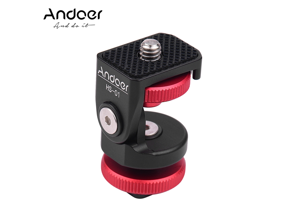 Adaptador De Cold Shoe Andoer Hs-01 Con Tornillo De 1/4 Pulgada Para Luz Led Monitor Cámara Dslr