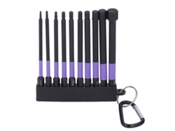 Set De 10 Brocas De Impacto Ts2 Acero Aleado 4in 100mm Violeta De Alta Resistencia Con Base Magnética