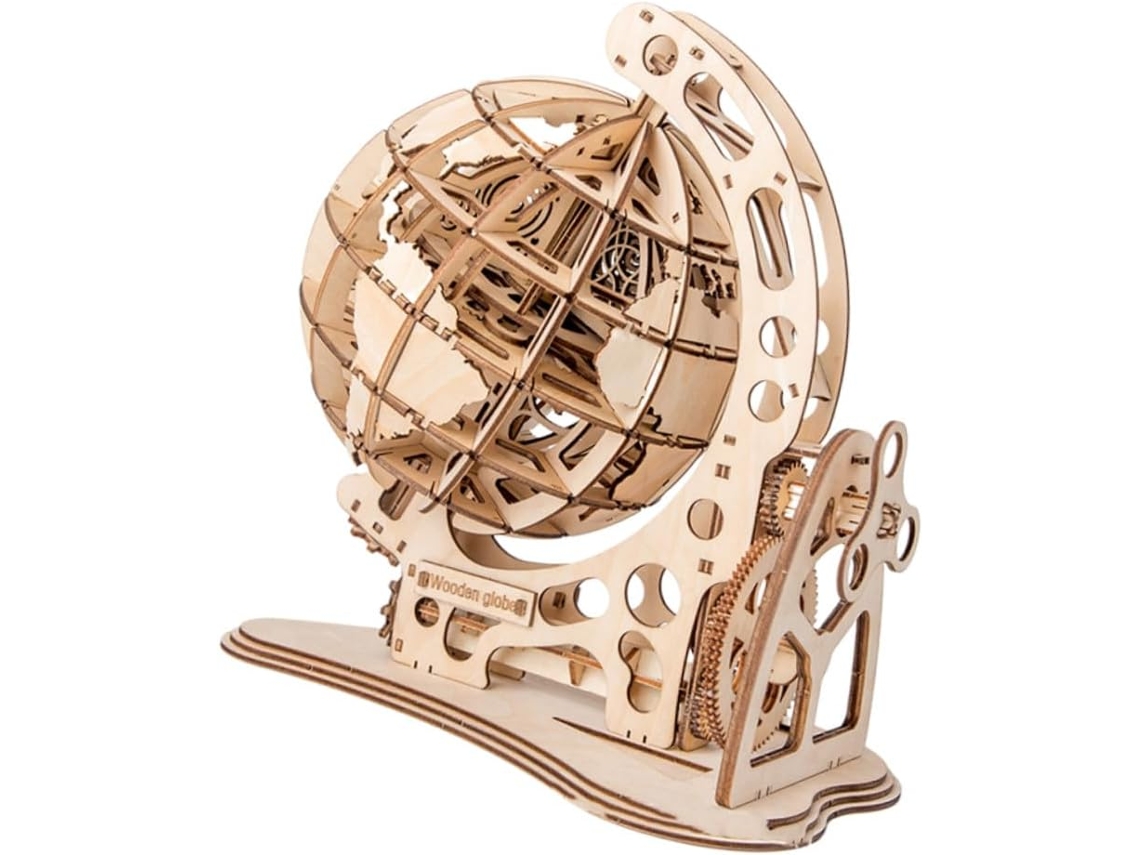Adorno Creativo De Madera 3d Para Armar, Decoración Artesanal Diy, Material Natural, Forma De Globo Terráqueo.