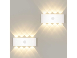Aplique de pared de 8 W con sensor de movimiento, encendido/apagado automático, luz blanca cálida, clasificación IP65 PRIME KANG (3000k)
