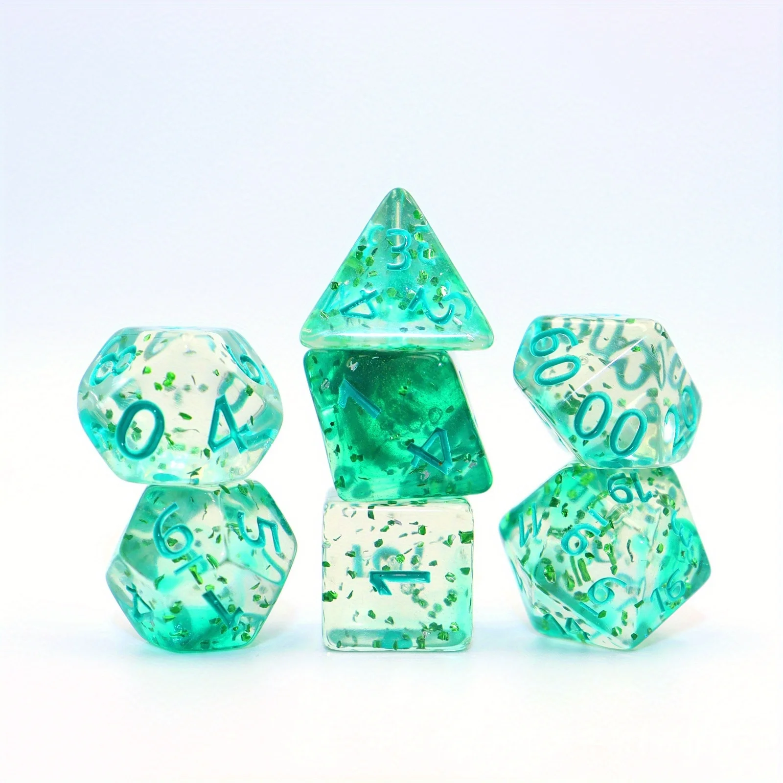 (verde) Juego De Dados Dnd De 7 Piezas Estilo Cristal, Dados Multifacéticos Para Juegos De Mesa