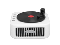 Gramófono Bluetooth 5.3 Con 3 Modos De Reproducción, Sonido Estéreo Hifi, Portátil, Blanco Con 2 Micrófonos.