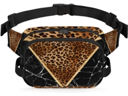 Riñonera de mujer con estampado de leopardo y efecto mármol, 22,8 x 6,3 x 15,5 cm, diseño personalizable, resistente al agua.
