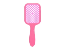 Cepillo para el cabello con mango largo y ventilado para masajear, desenredar y peinar, ideal para cabello húmedo y seco. Color rosa.