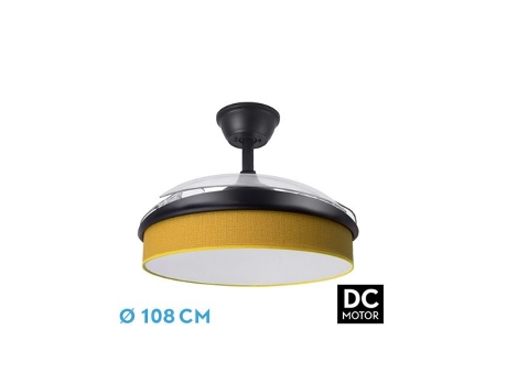 Ventilador DC Moda 72W Negro/Amarillo 3 Aspas FABRILAMP