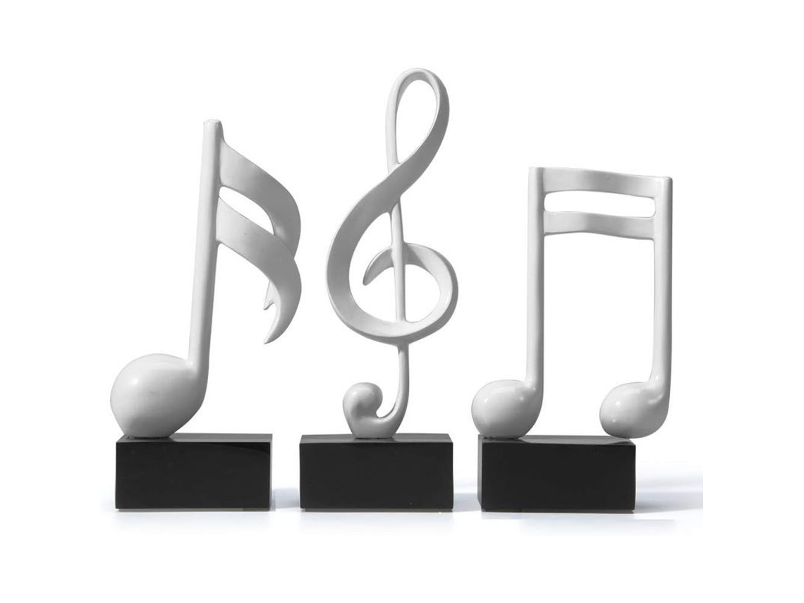 2026-estatua Decorativa Notas Musicales Resina 3 Piezas Blancas 19cm Escultura Arte