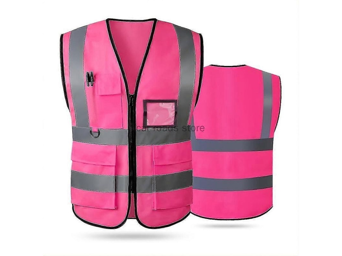 Chaleco Reflectante De Alta Visibilidad Para Hombre Y Mujer Con Bolsillos Delanteros Con Cremallera. Cumple Con Las Normas Ansi/isea.