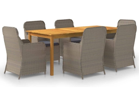 Conjunto 7 de comedor para jardín VIDAXL marrón