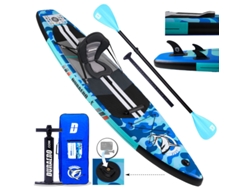Tabla de paddle surf hinchable con asiento de kayak, 330 x 76 x 15 cm, capacidad de carga hasta 150 kg, accesorios completos, Duraero camuflaje azul