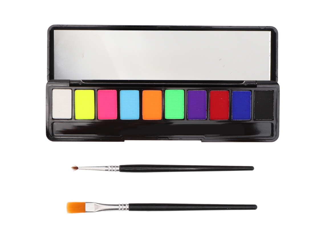 Paleta De Maquiagem Uv Luminosa Com 10 Cores Para Arte Corporal E Facial - Resistente À Água E De Longa Duração