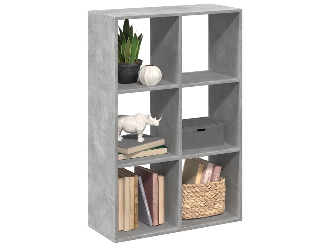 Estantería | Librería | Armario De Libros Divisora Madera Gris Hormigón 69,5x29x103,5 Cm