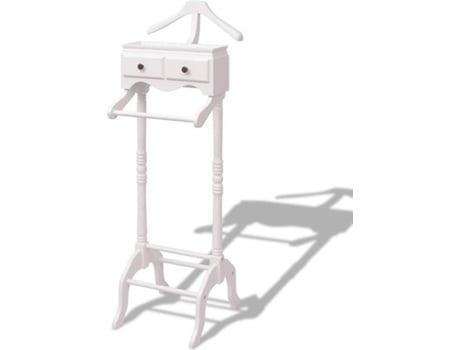 vidaXL Perchero galán de noche con almacenaje de madera blanco