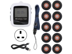 Sistema De Llamada Para Meseros Con Localizadores Inalámbricos Con 10 Localizadores Para Clientes Y Receptor De Reloj
