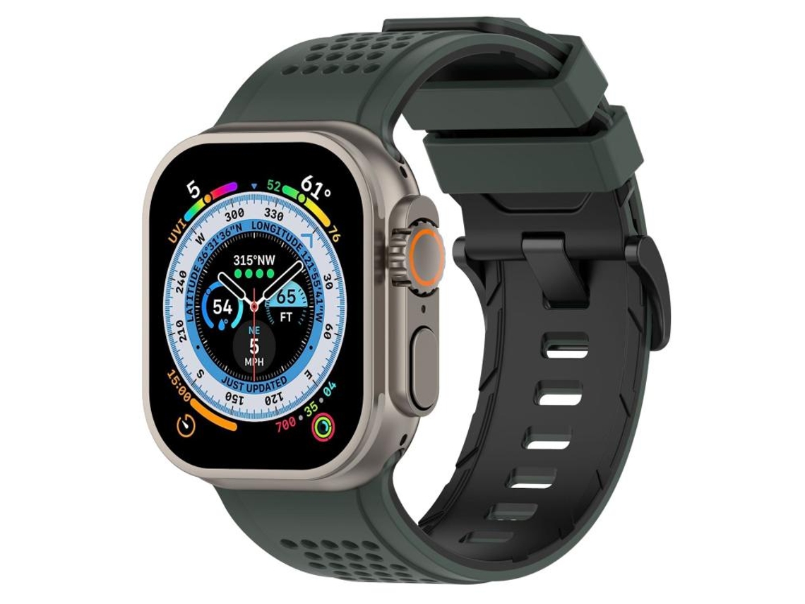Correa de silicona FWINL para Apple Watch 46/49/45/44 mm, transpirable y con diseño de cuadros