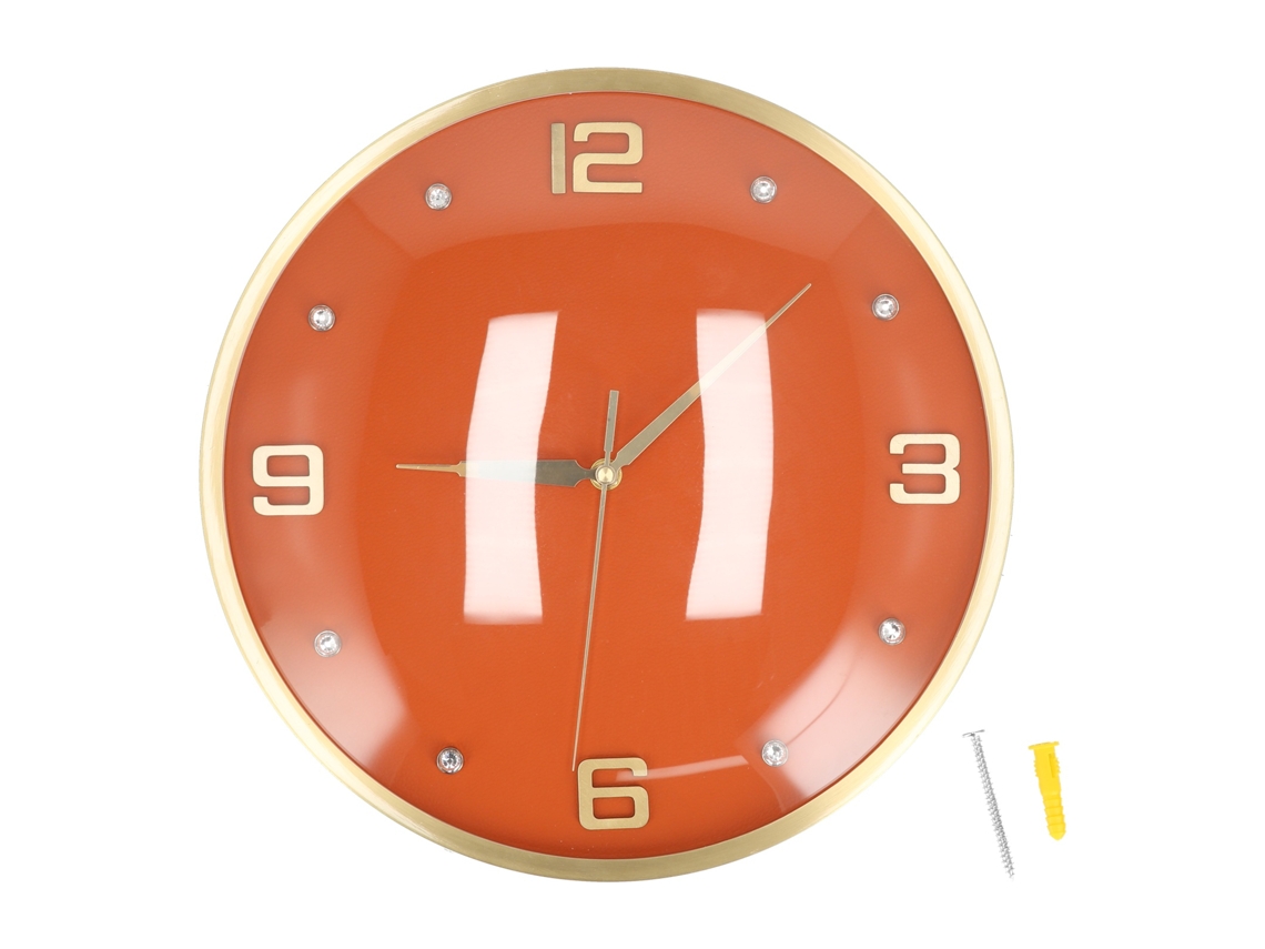 Reloj de pared redondo de cobre nórdico para el hogar, la sala de estar, la cocina y la oficina Kofihety