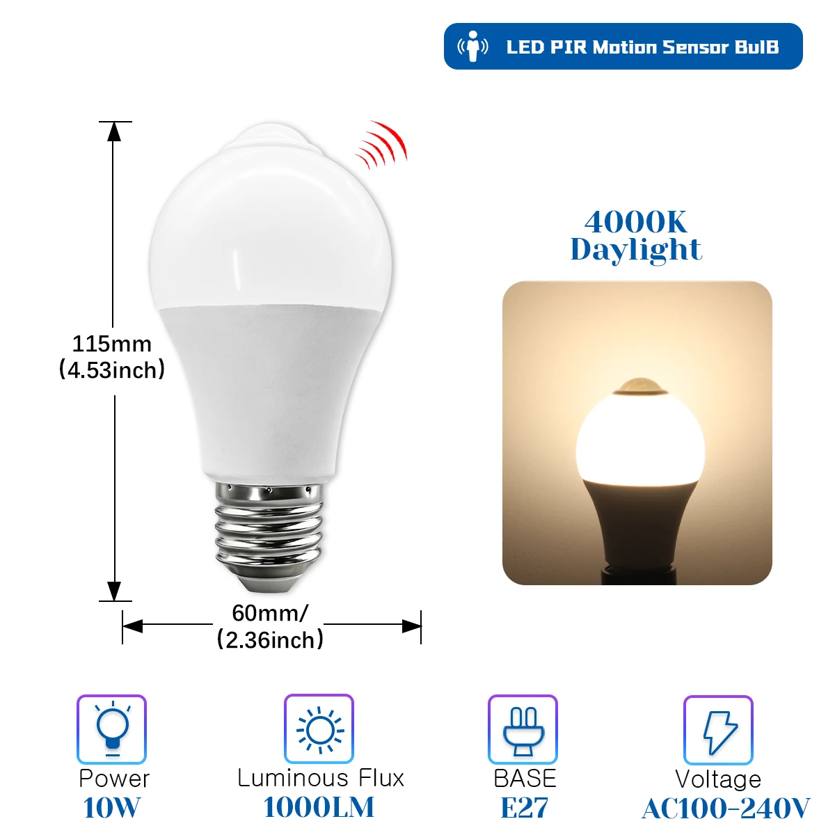 Bombilla Led De Inducción E27 De 10 W (4000 K, 2 Bombillas), De Bajo Consumo, Para Uso Doméstico.
