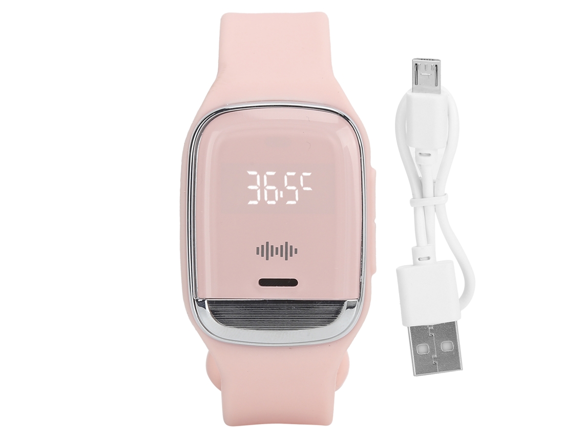 Pulseira Repelente De Mosquitos Ultrassônico Portátil Relógio Eletrônico Outdoor Silicone Rosa