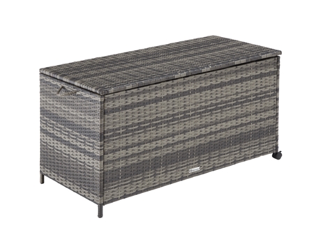 Baú TECTAKE (117 x 54.5 x 63 cm - Poli-Ratán - Gris)