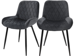 Conjunto de 2 cadeiras de jantar antracite estilo retro assento estofado com aspeto de veludo  81 cm